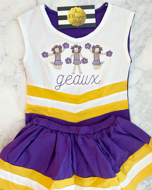 Cheer Uniform Many Colors Monogram Personalized and White Cotton Play Cheerleader Team Football Baseball Basketball Spirit Uniform