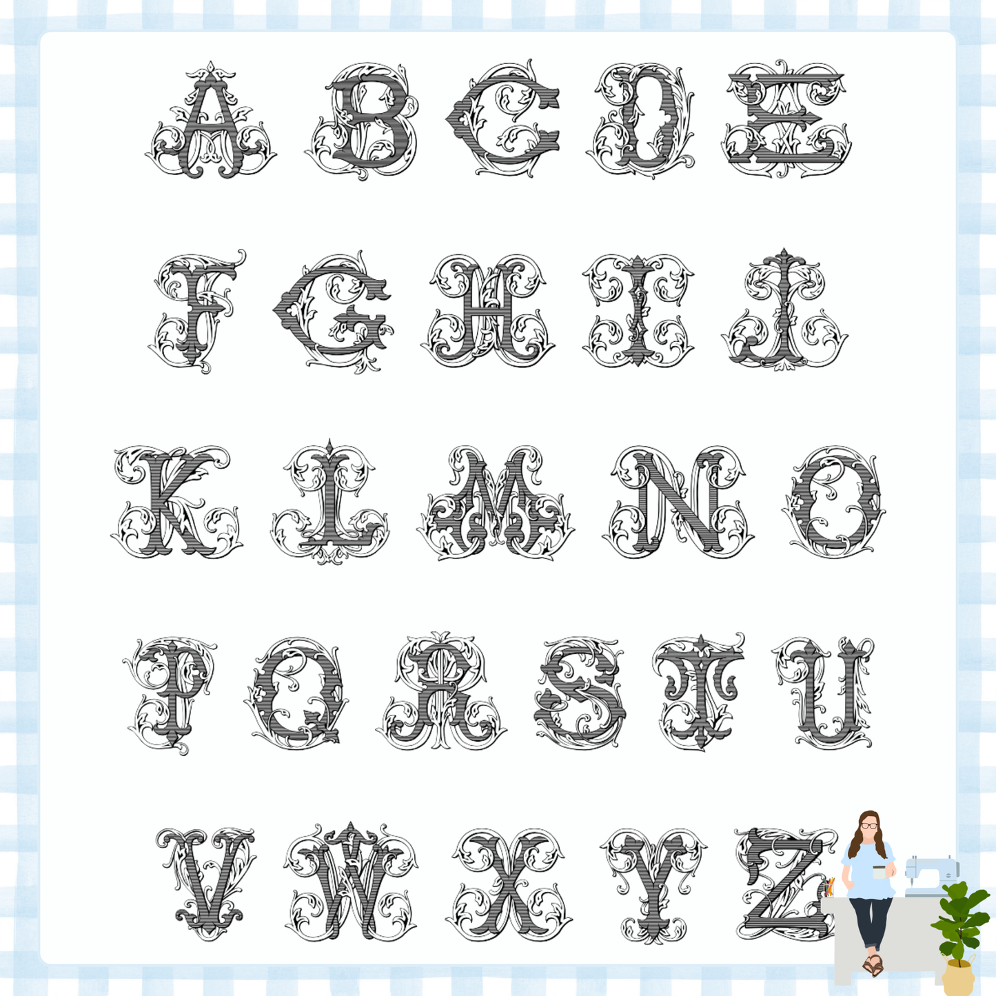 Eyelet Trim Vintage Vine Single Initial Bloomers