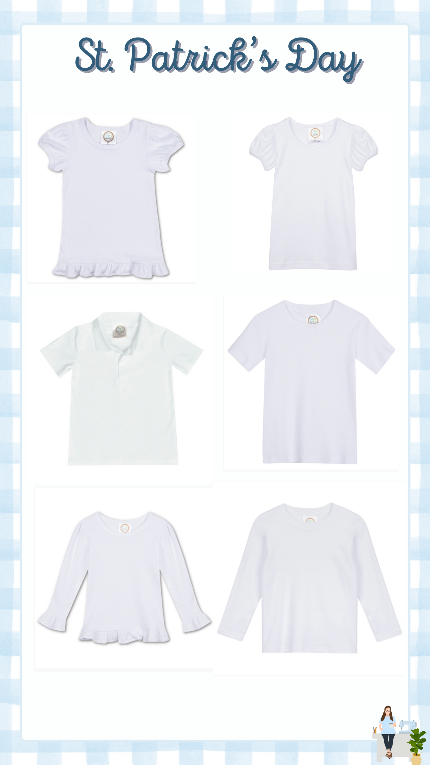 White St. Patrick's Day T-Shirt, Polo, Ruffle, Long Sleeve, Short Sleeve Shirts