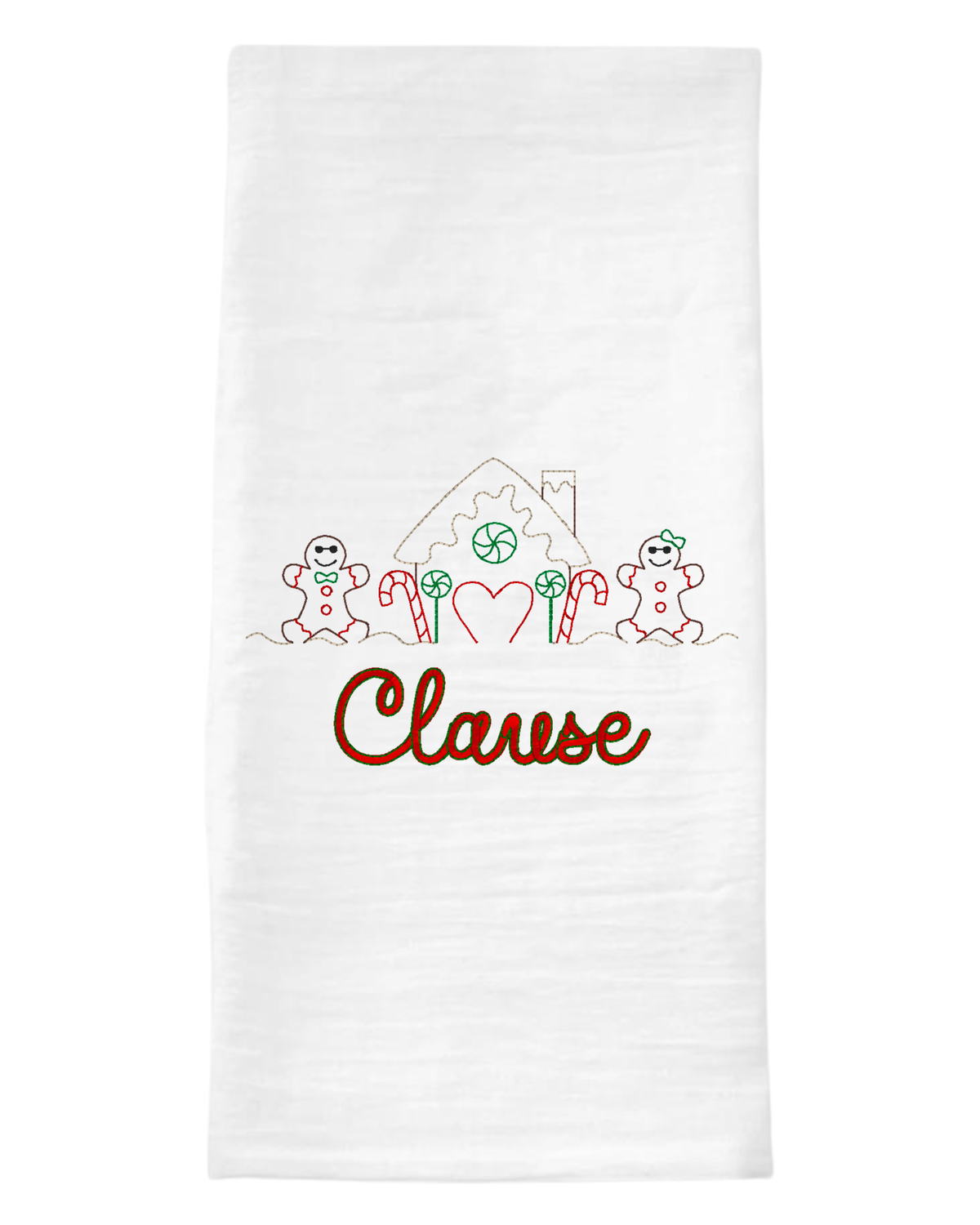 Multicolor Gingerbread Line Christmas Tea Towel