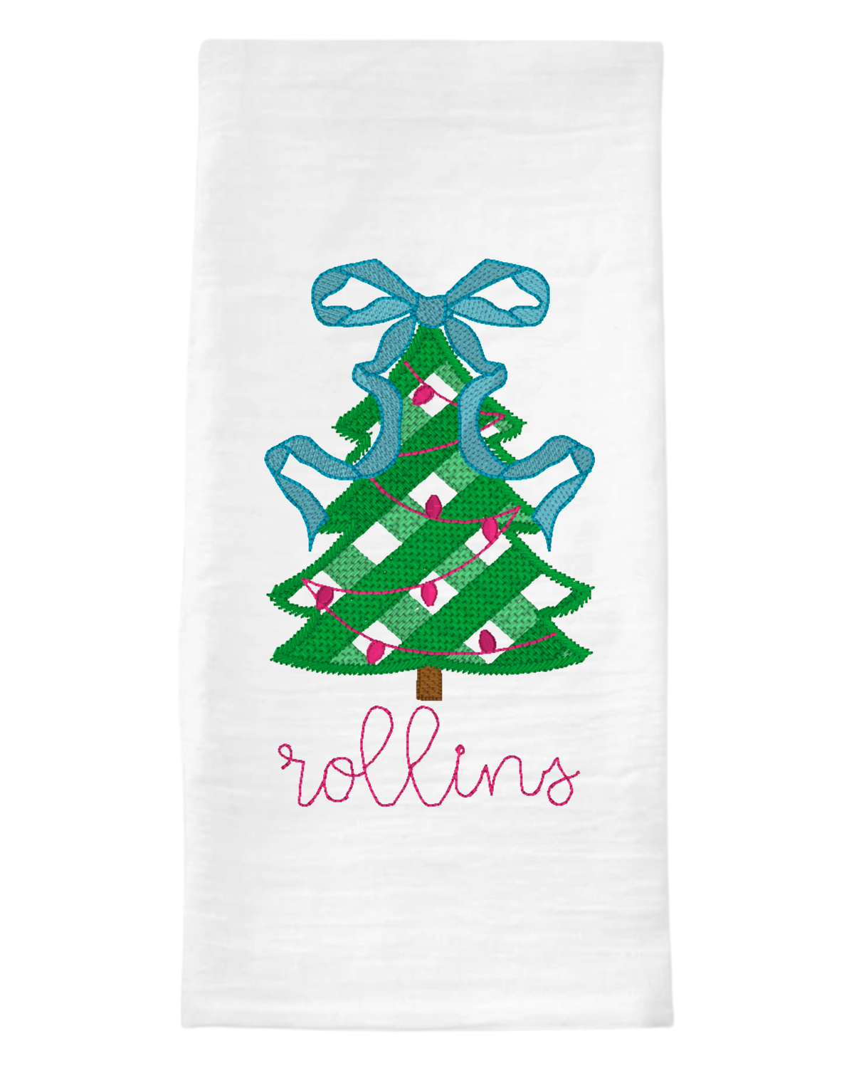 Gingham Tree Christmas Tea Towel