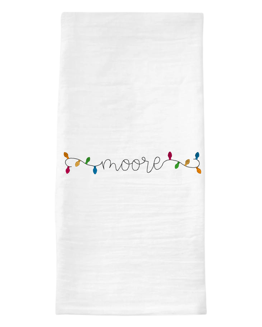 Name in Lights Christmas Tea Towel