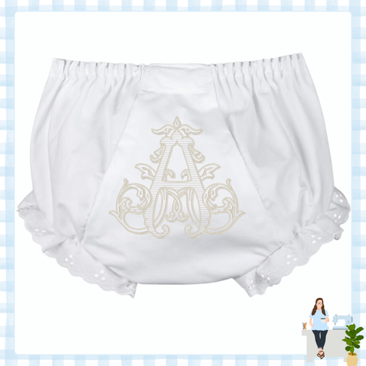 Eyelet Trim Vintage Vine Single Initial Bloomers