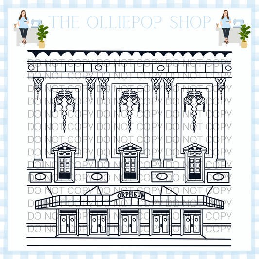 New Orleans Orpheum Theater Digital Drawing Design for Weddings or Events