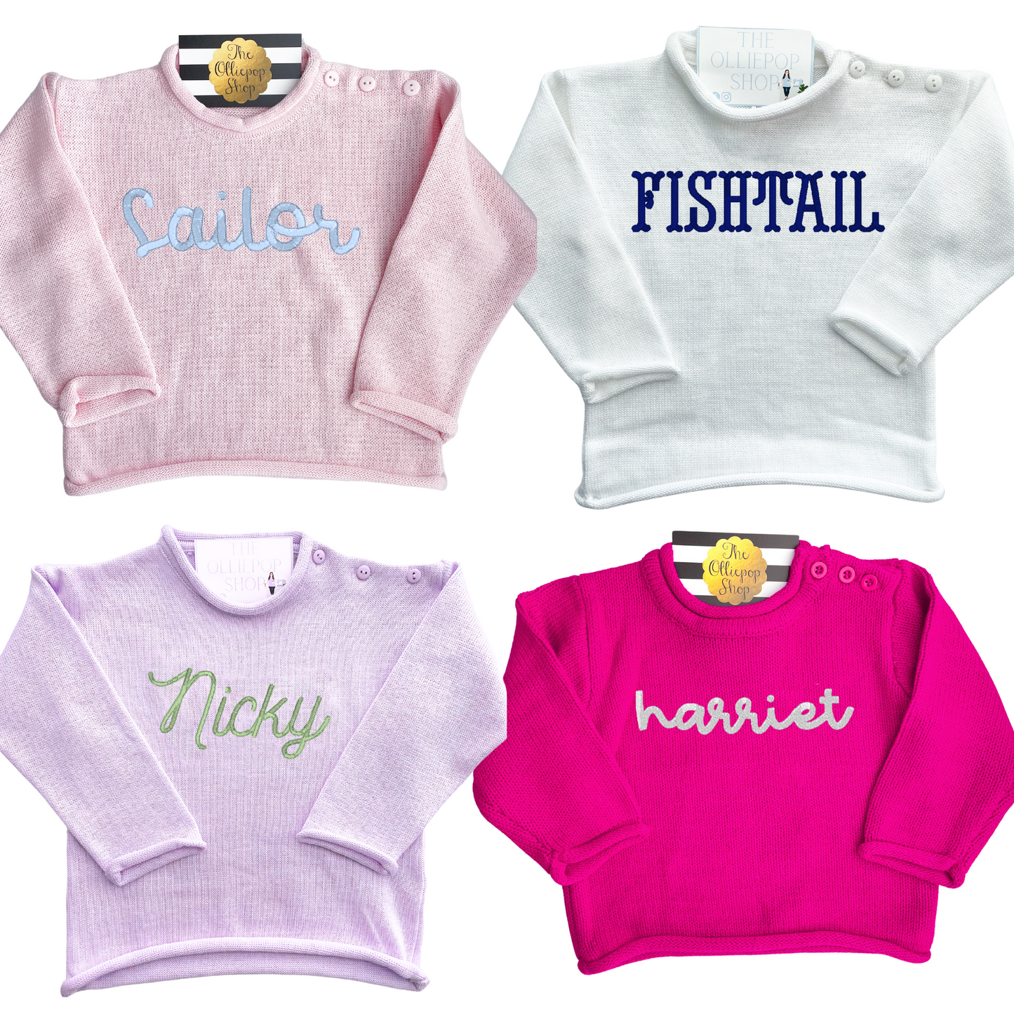 Chest Name Rollneck Button Neck Sweater