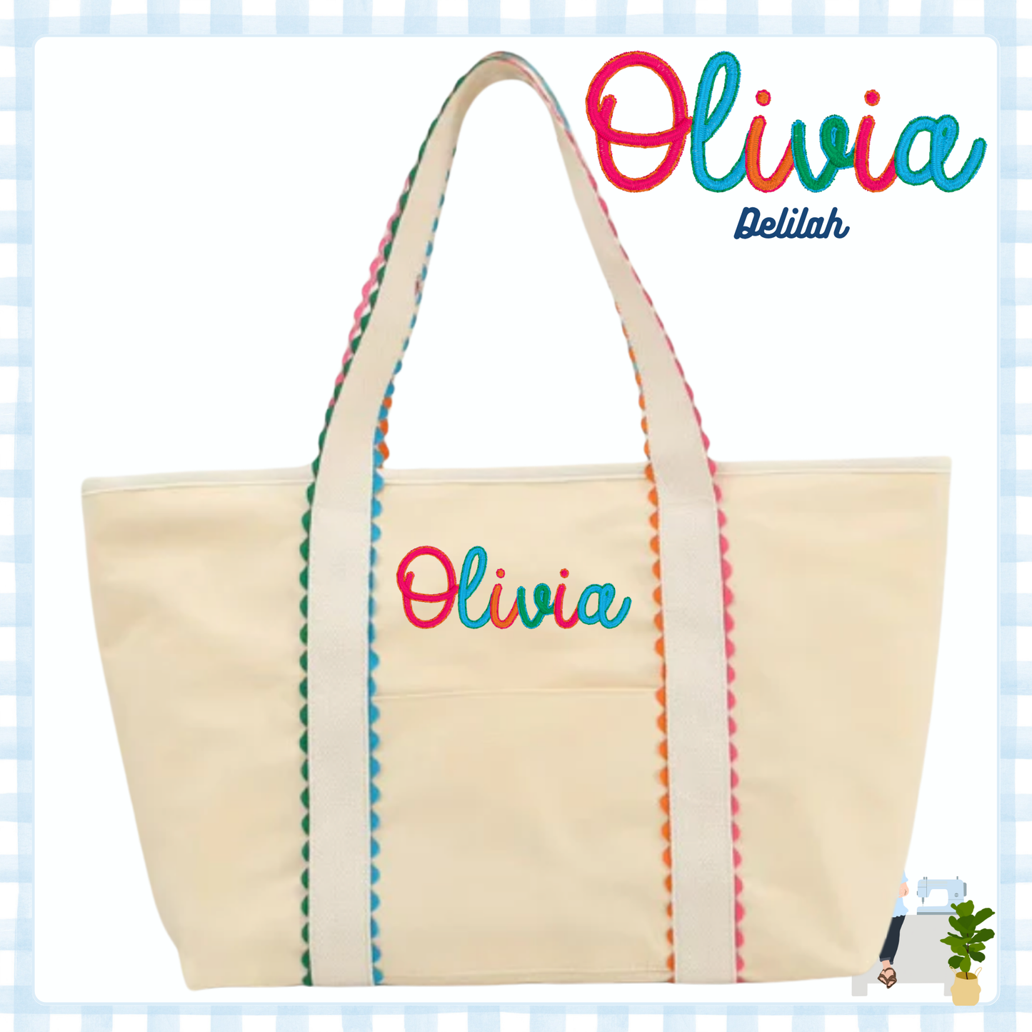 Multi Color Canvas Tote