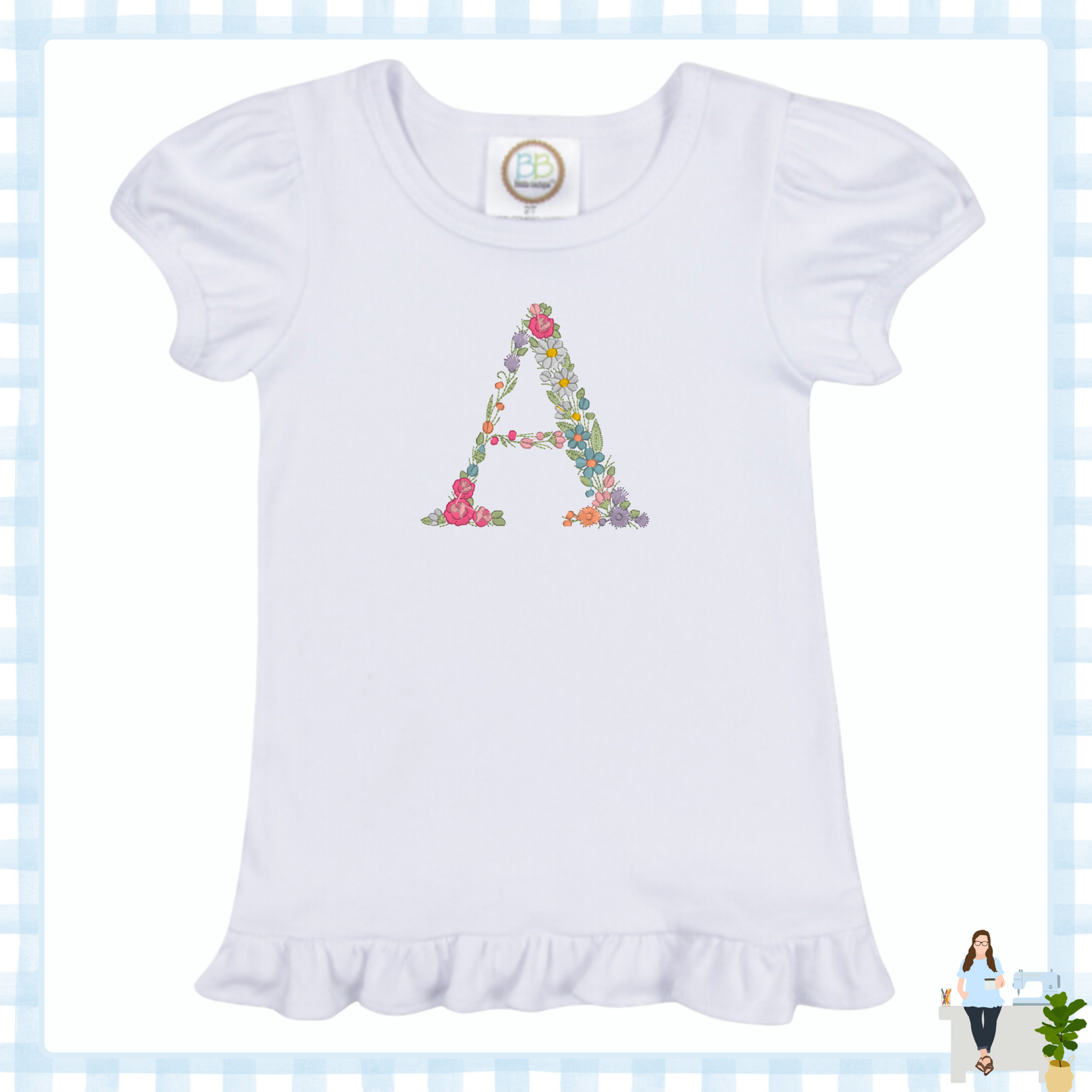 Floral Pastel Initial T-Shirt