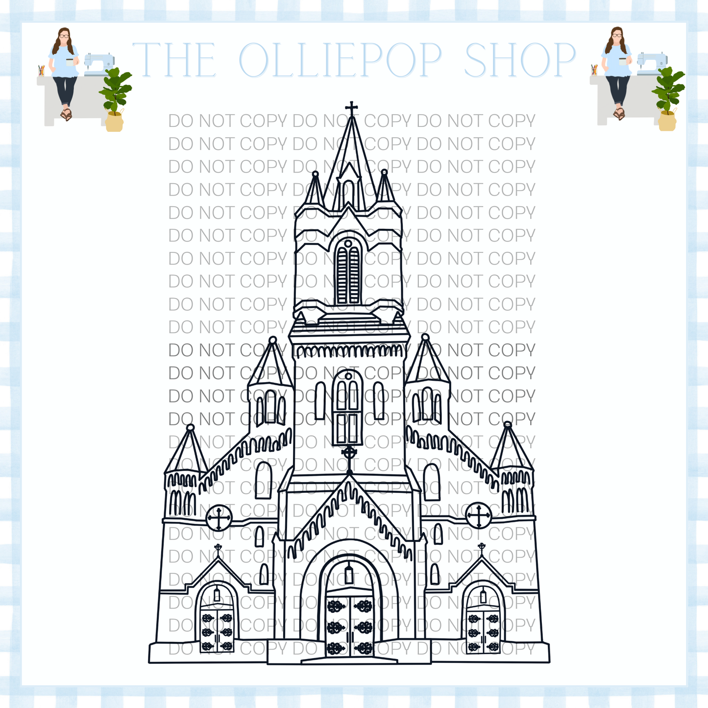 Opelousas St. Landry Catholic Church Digital Drawing Design for Weddings or Events