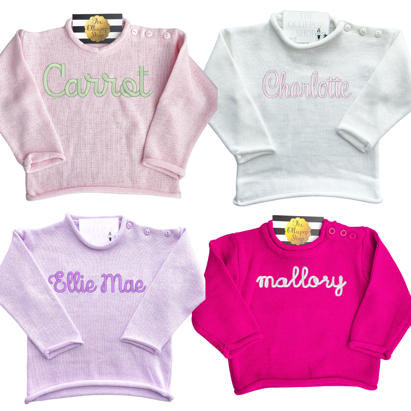 Chest Name Rollneck Button Neck Sweater