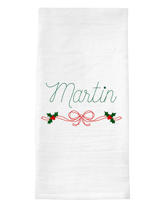 Holly Swag Christmas Tea Towel