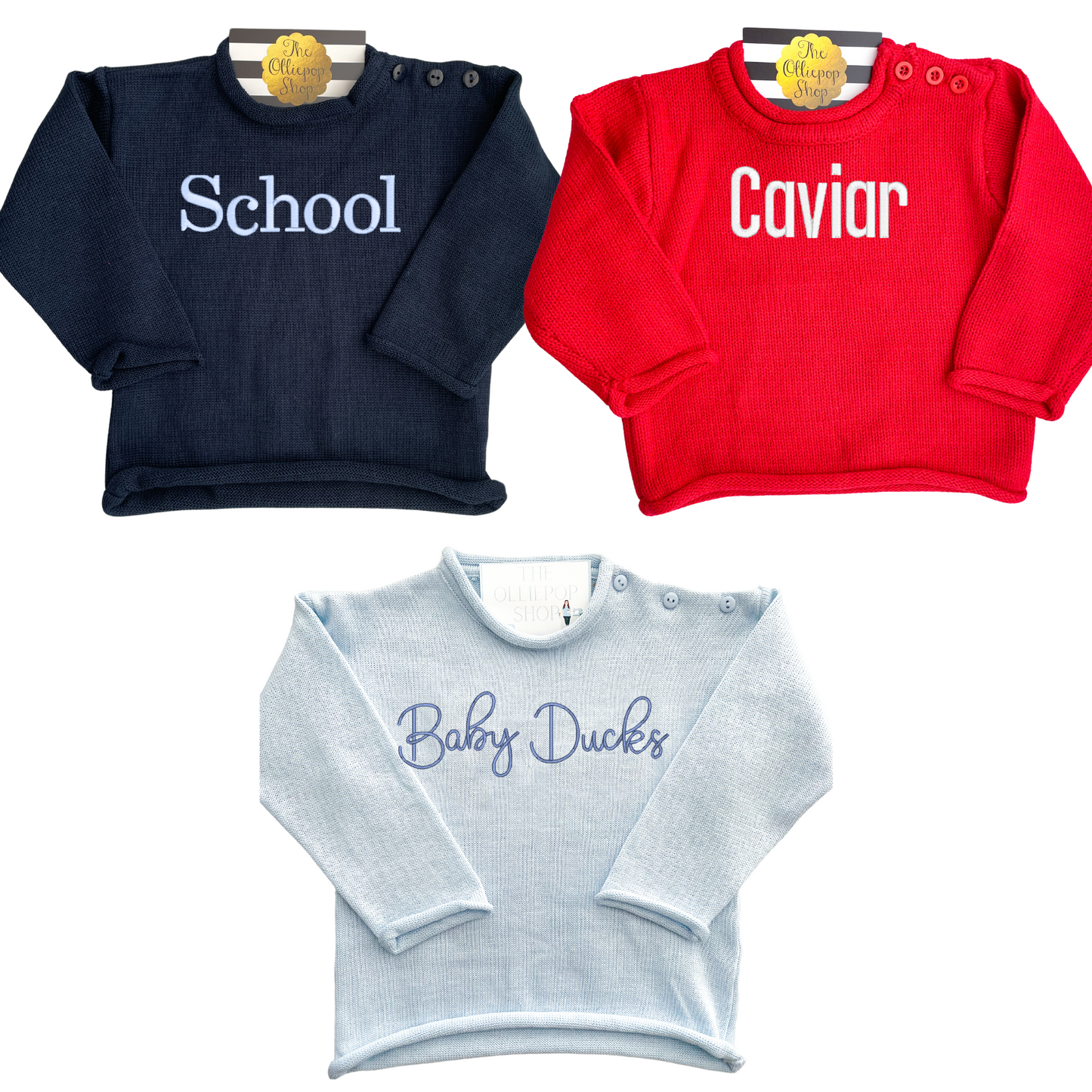 Chest Name Rollneck Button Neck Sweater