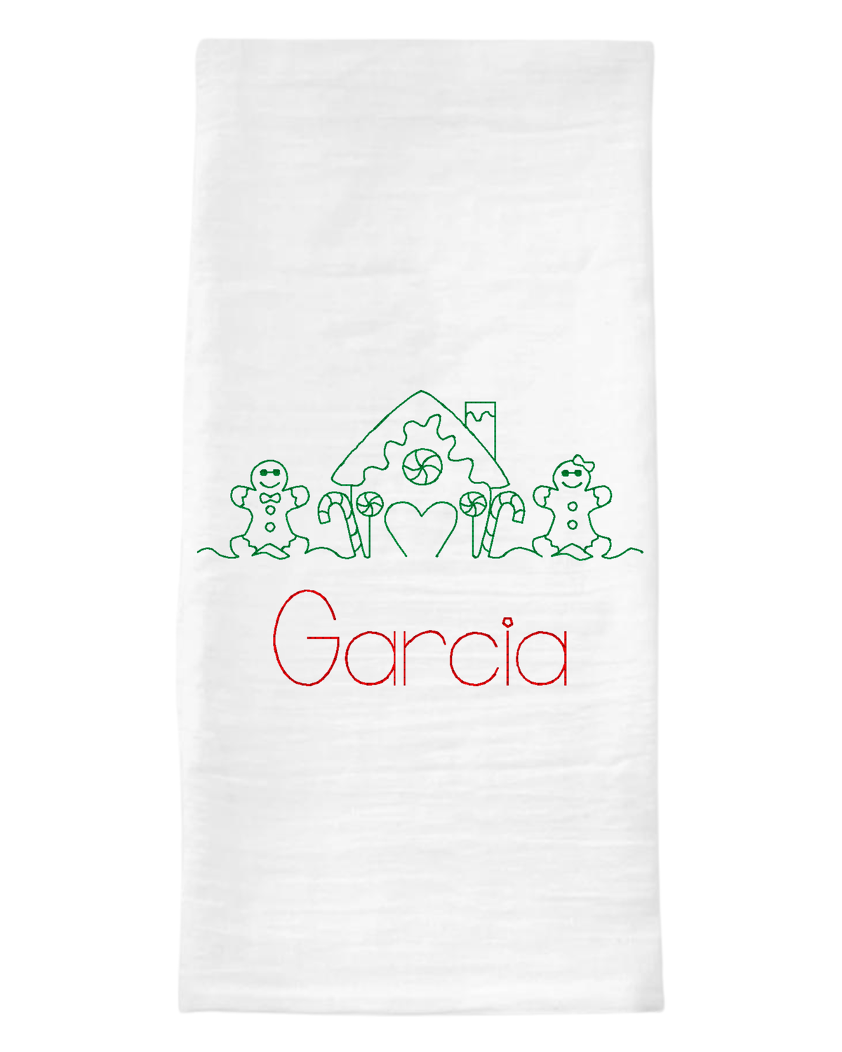 Single Color Gingerbread Line Christmas Tea Towel