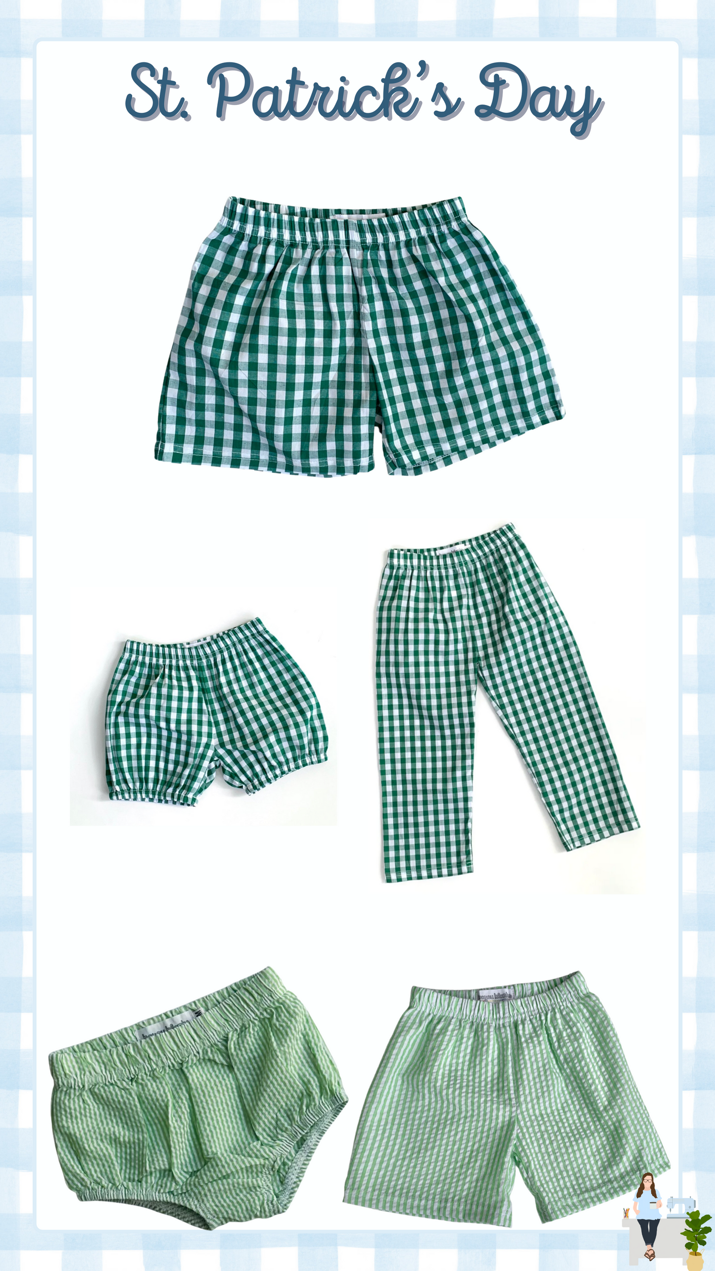 Gingham and Seersucker Bloomers, Shorts, and Pants