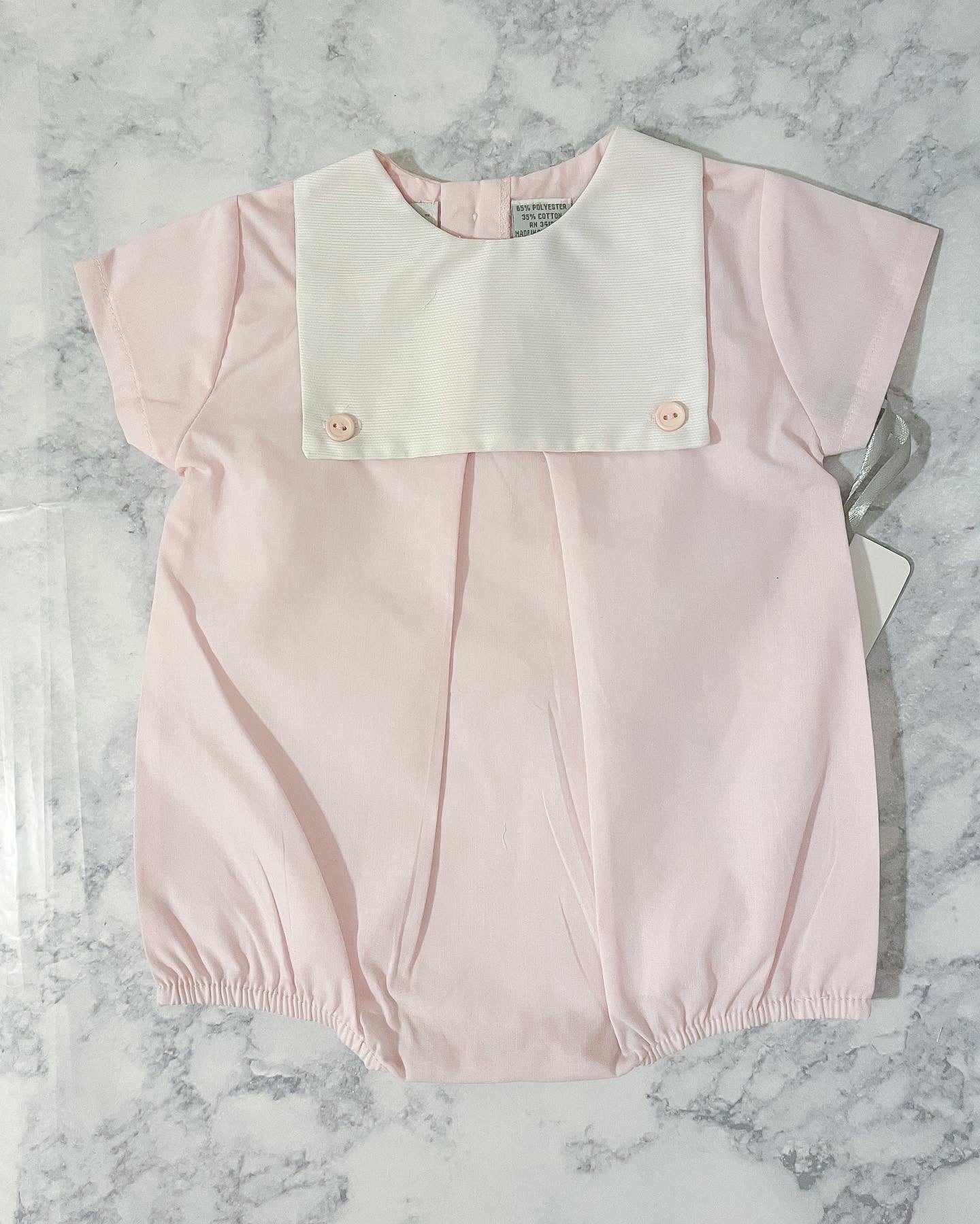 Light Pink and White Bib Baby Girl Bubble