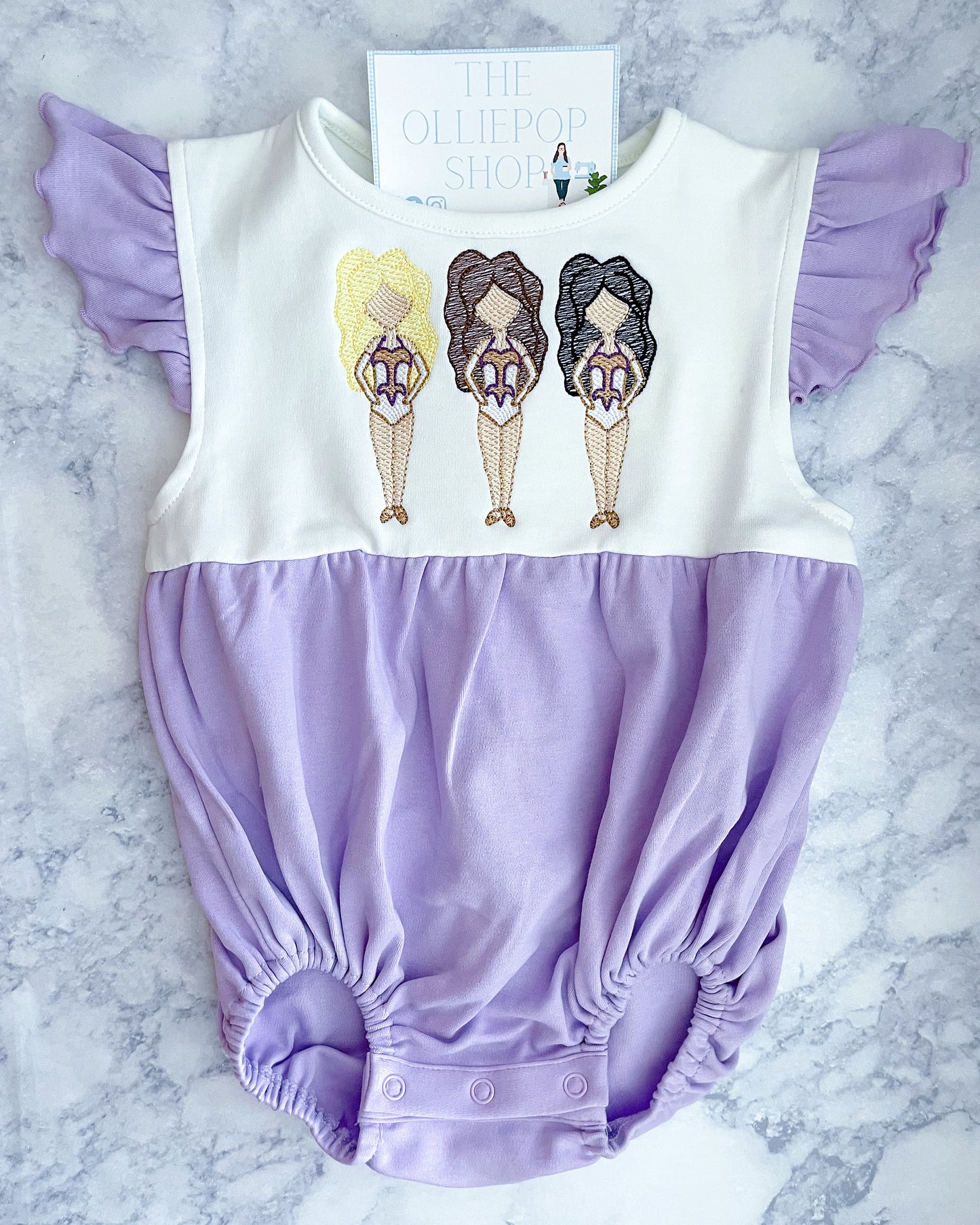 Purple Striped Knit Flutter Sleeve Bubble Monogram Personalized Bubble with Snap Closure