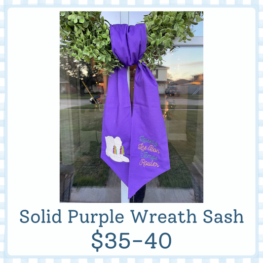 Mardi Gras Wreath Sash-Solid Purple