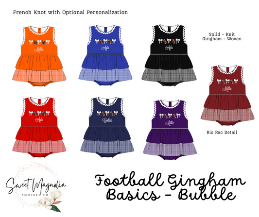 PO14 - Football Gingham Basics - Bubble - ETA:  August to SMSC then you