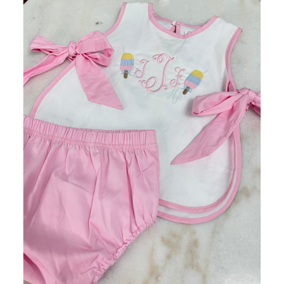 Hampton Light Pink Bow Diaper Set