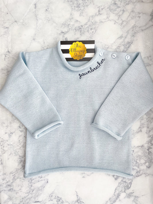 Small Neckline Name Rollneck Button Neck Sweater