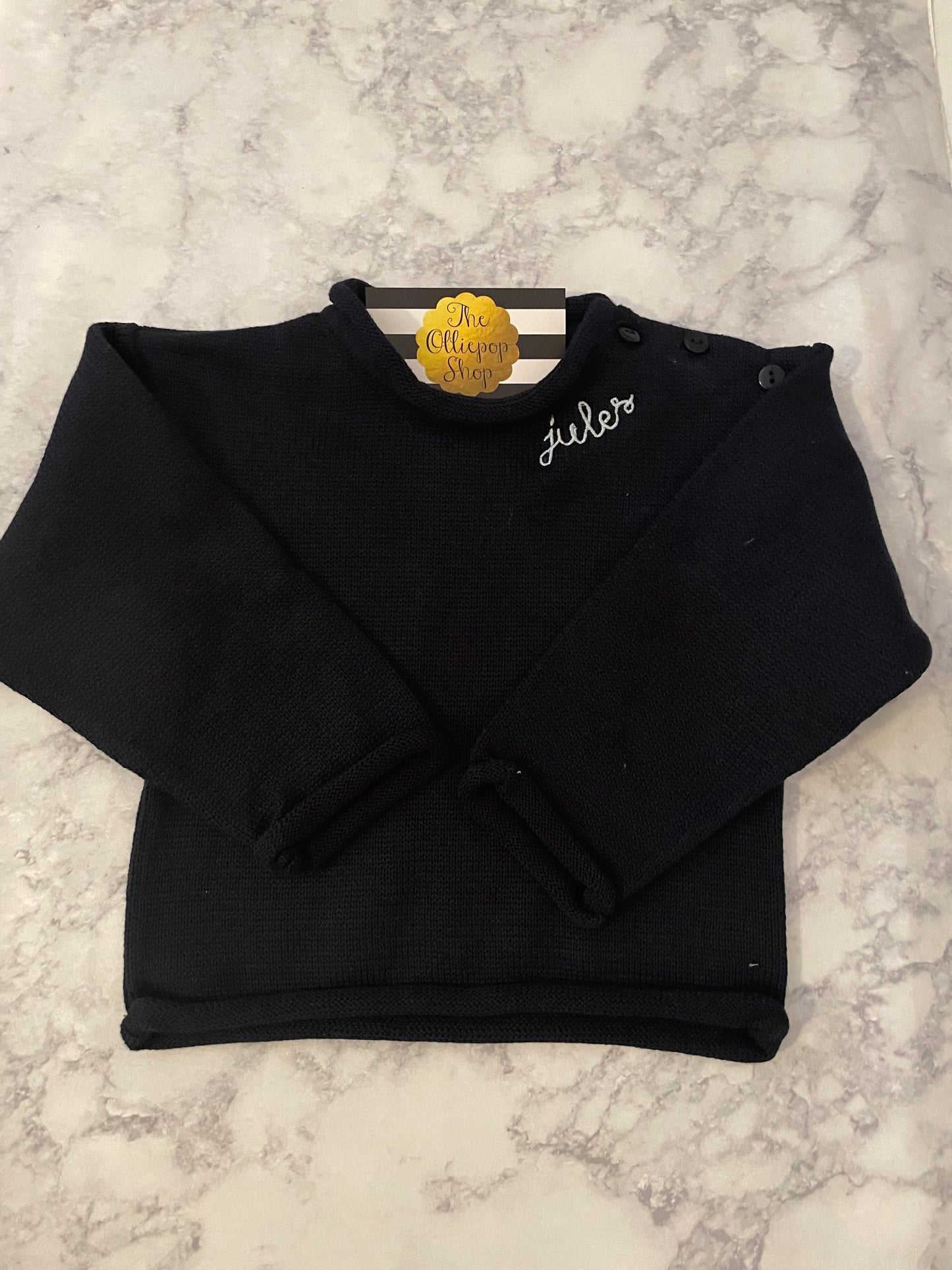 Small Neckline Name Rollneck Button Neck Sweater