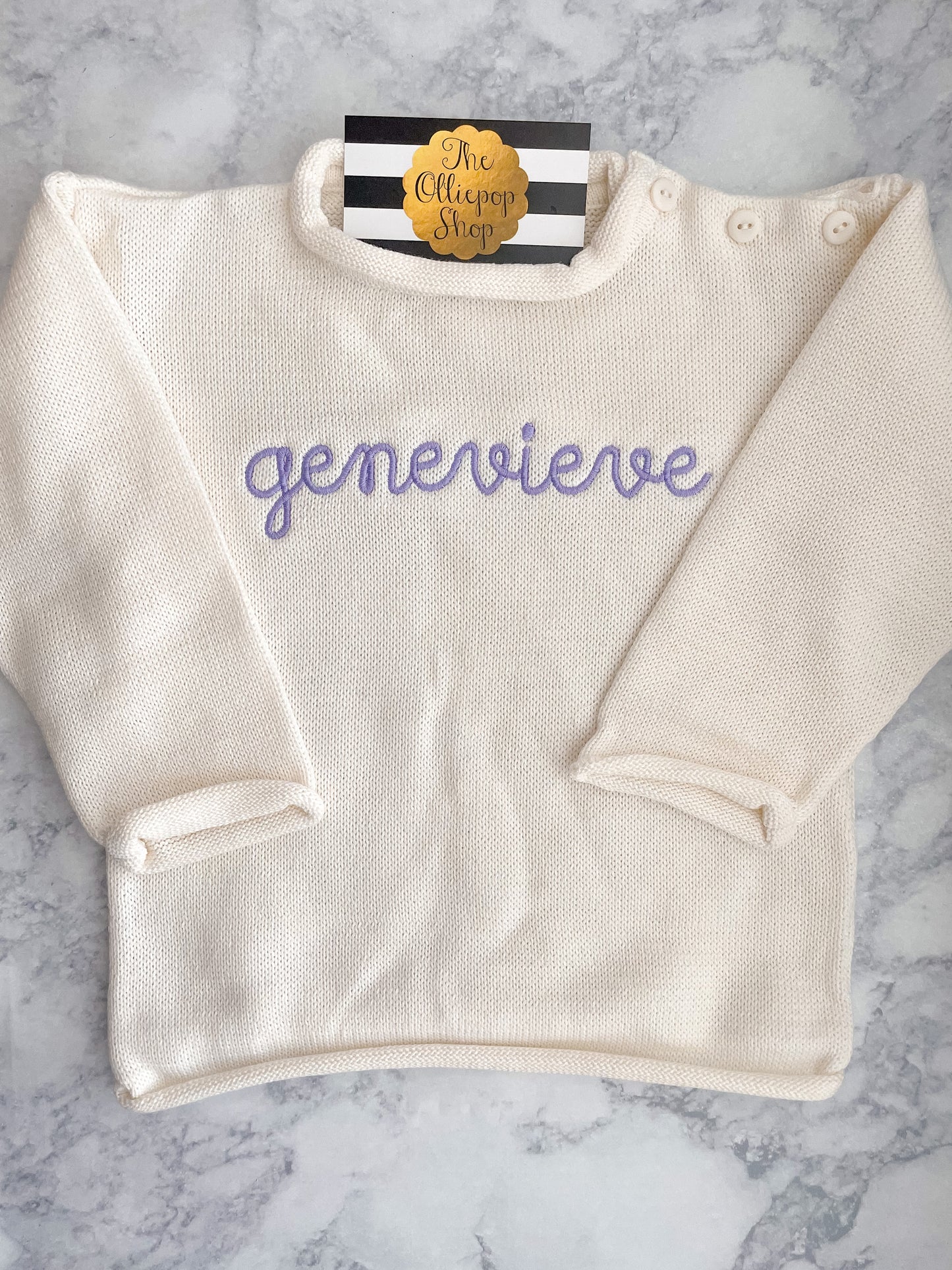 Chest Name Rollneck Button Neck Sweater