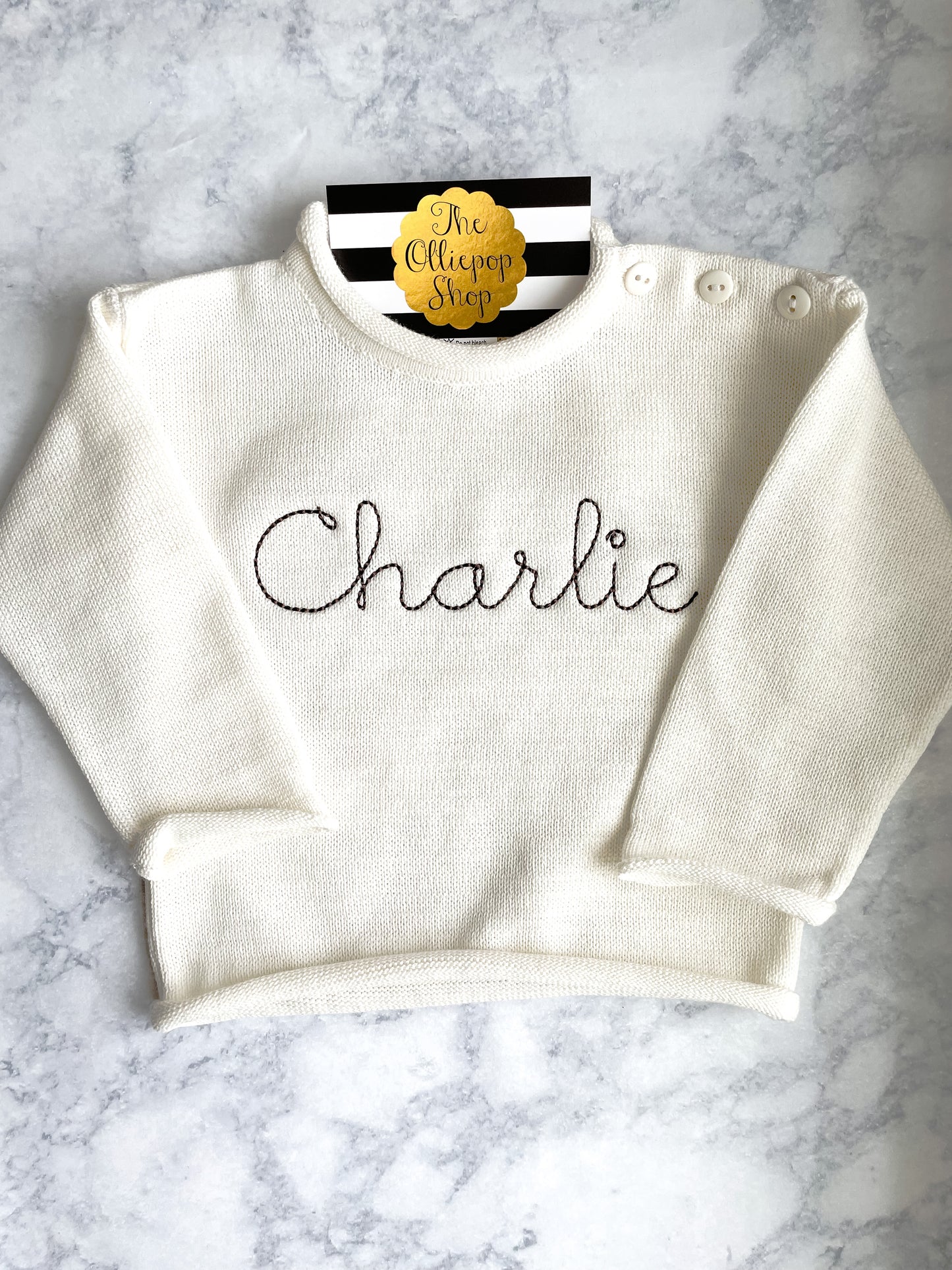 Chest Name Rollneck Button Neck Sweater