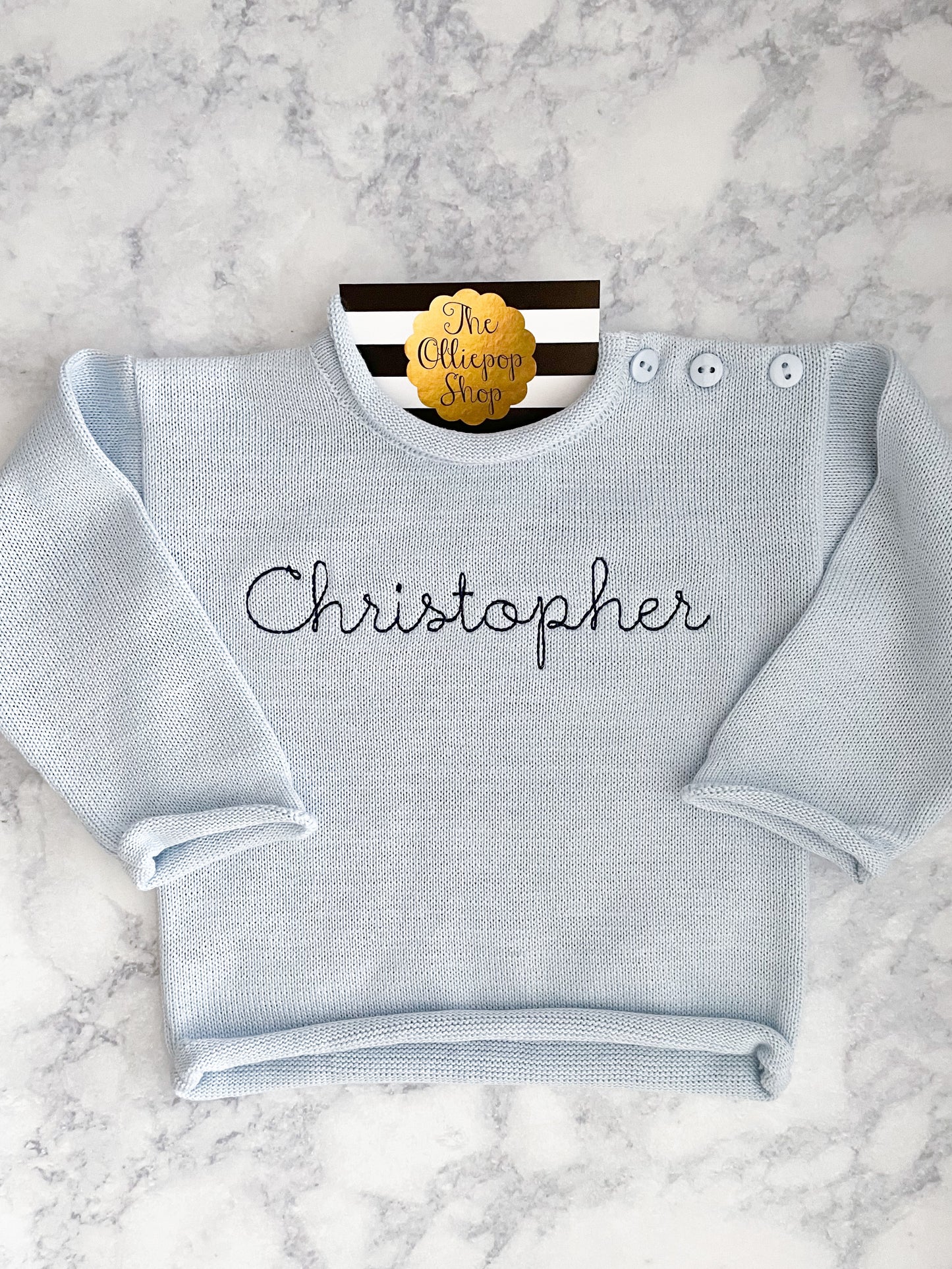 Chest Name Rollneck Button Neck Sweater
