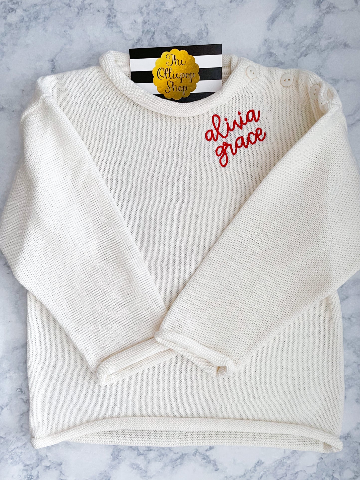 Small Neckline Name Rollneck Button Neck Sweater