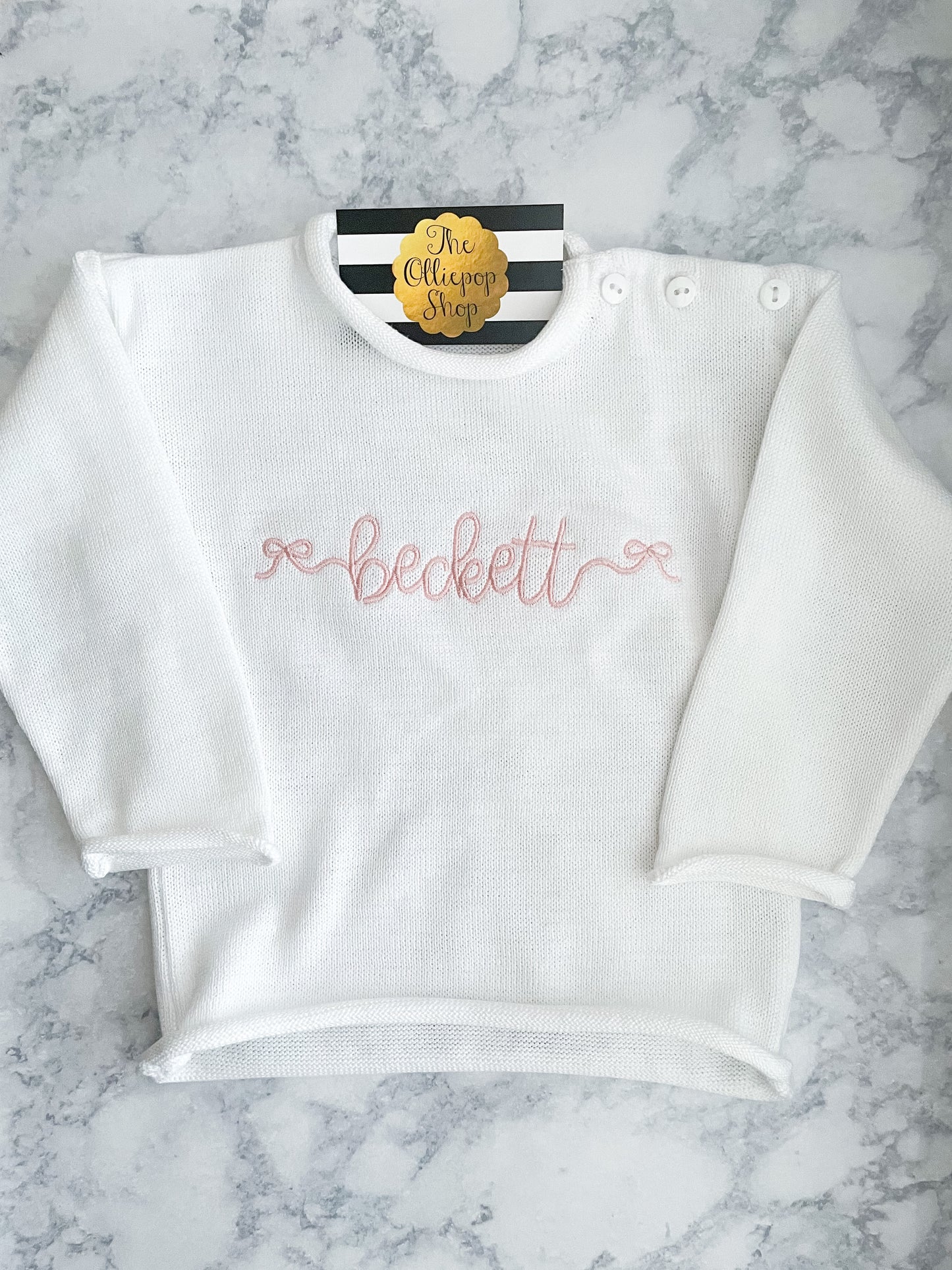 Bow Name Rollneck Button Neck Sweater