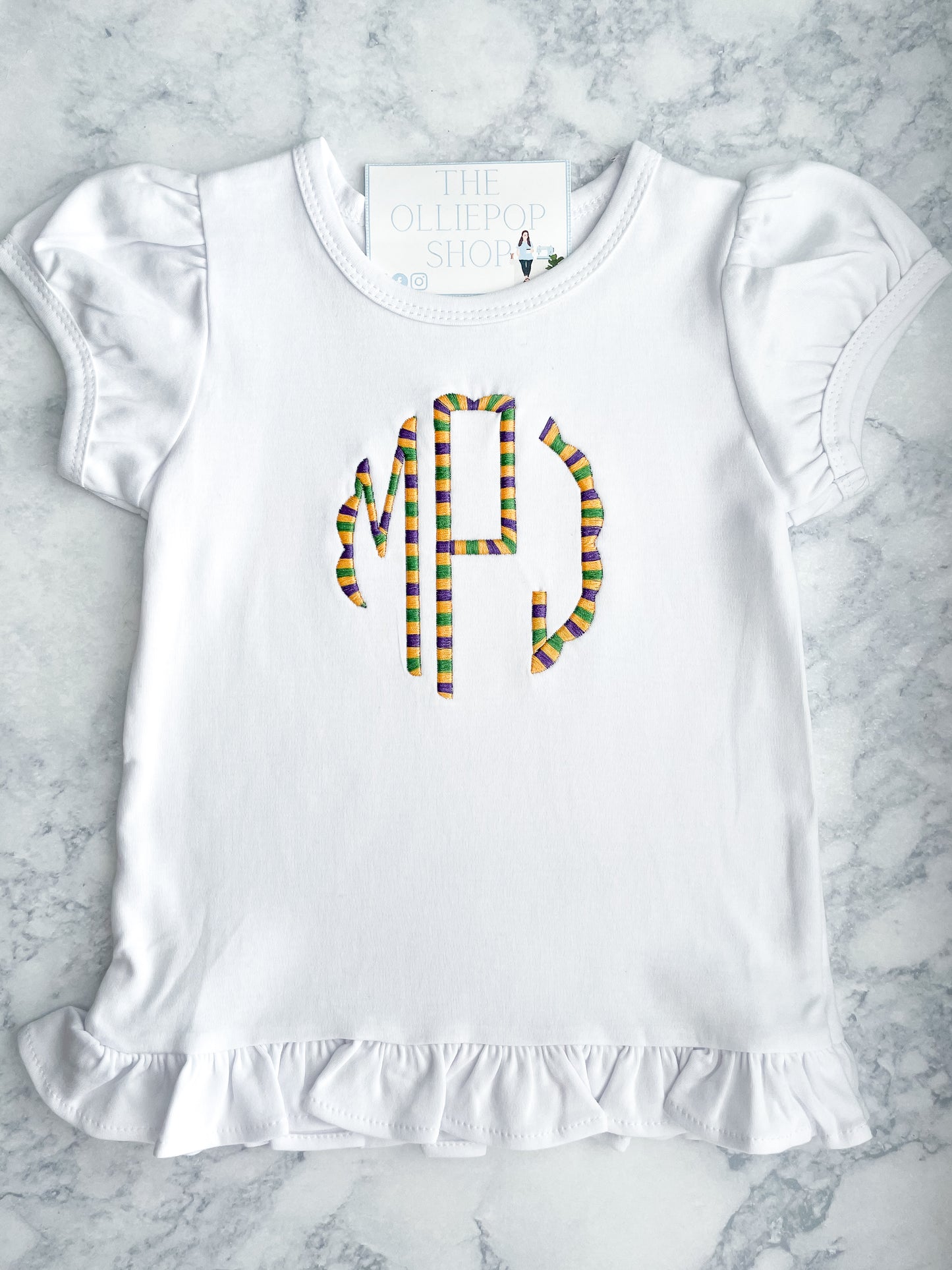 Variegated Thread Girl's SHORT SLEEVE Ruffle Tee
