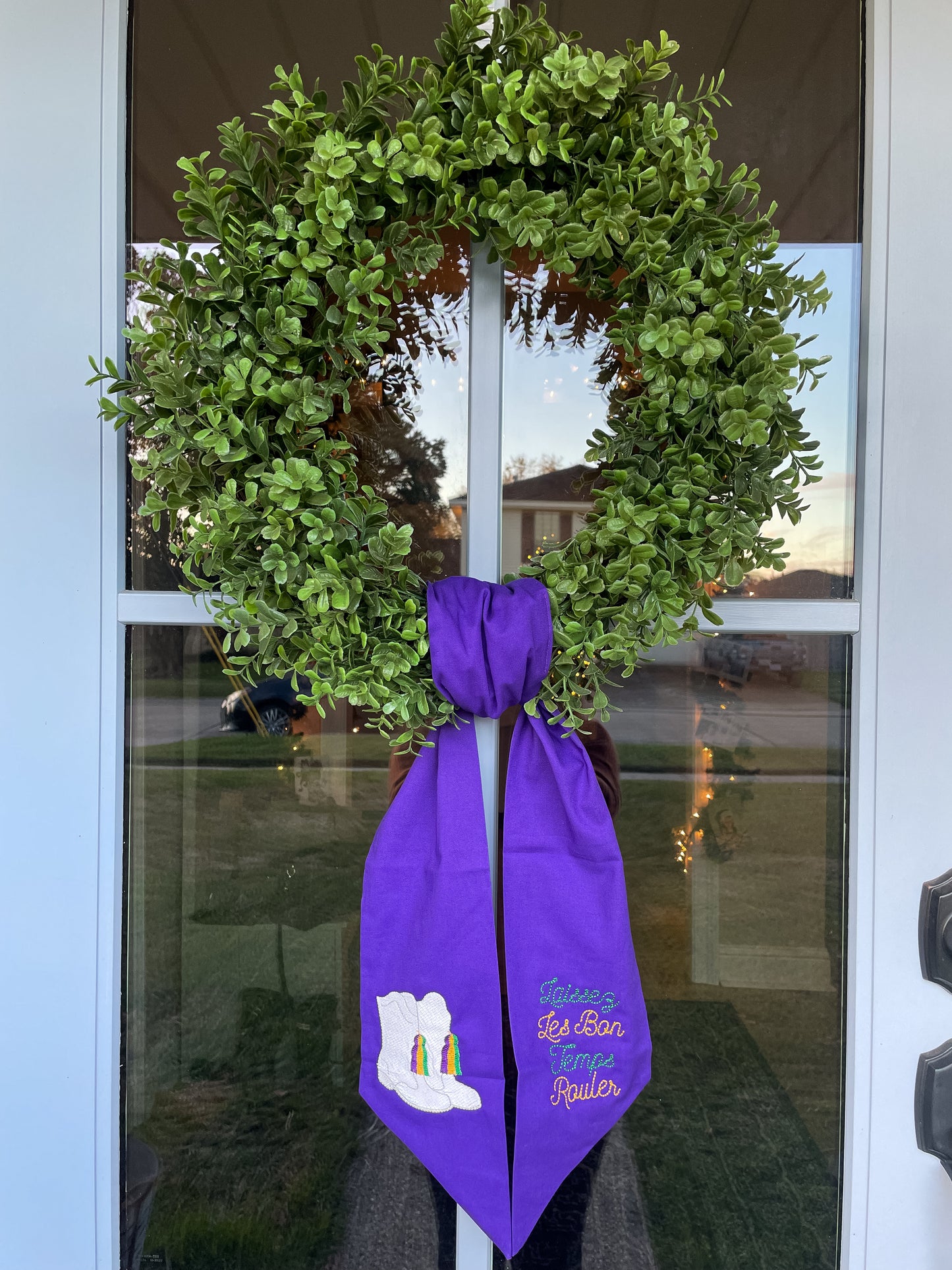 Mardi Gras Wreath Sash-Solid White