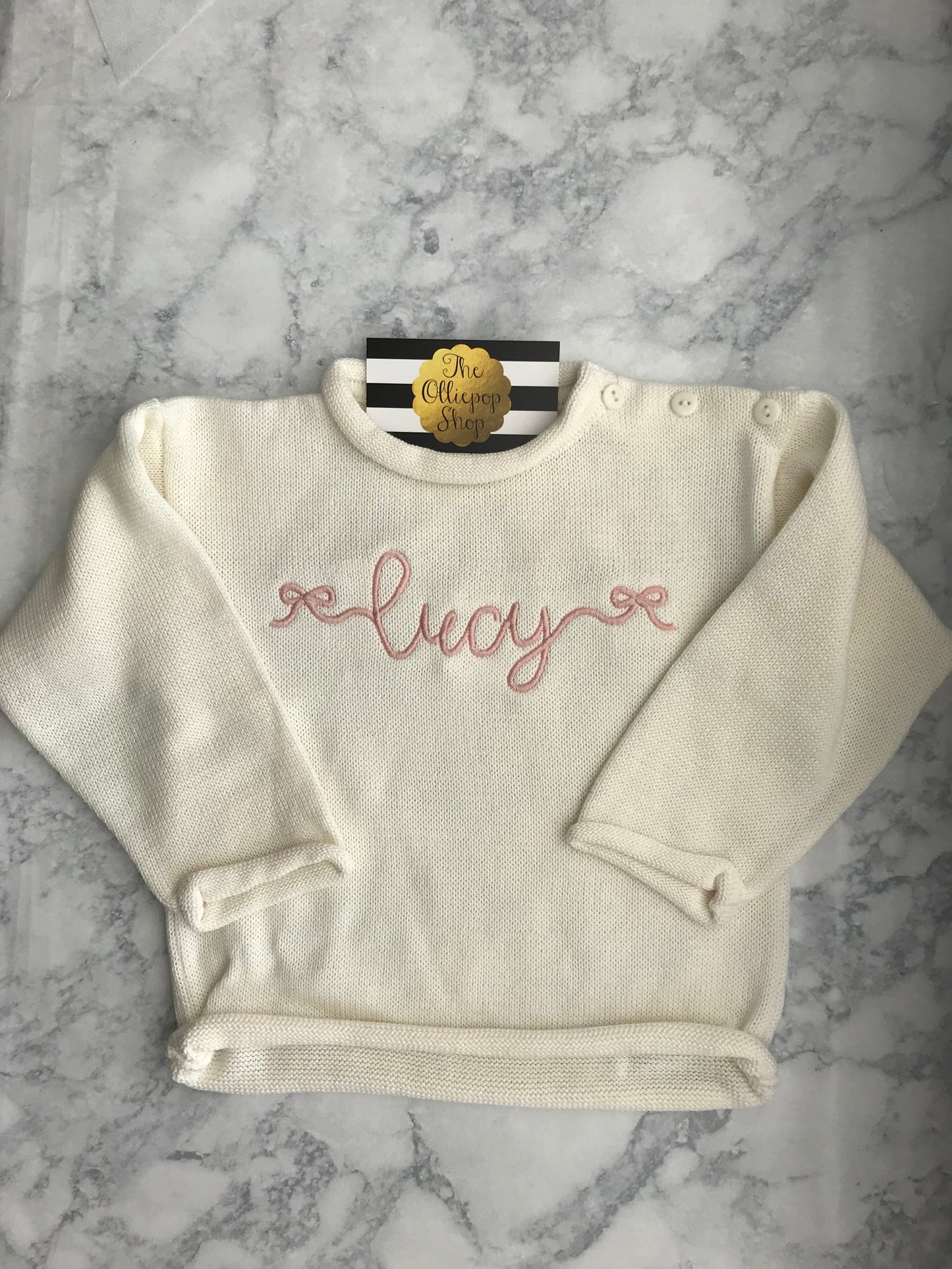 Bow Name Rollneck Button Neck Sweater