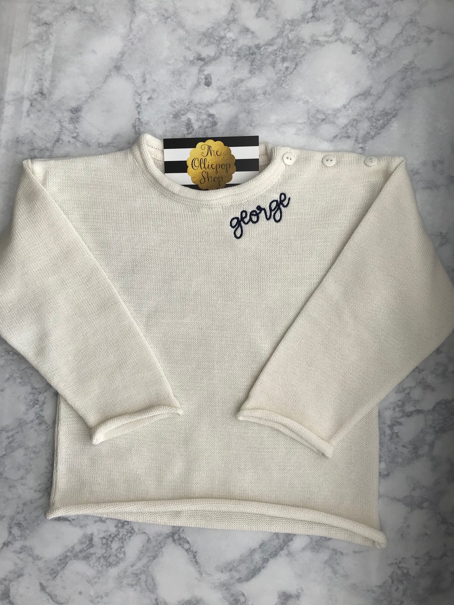 Small Neckline Name Rollneck Button Neck Sweater