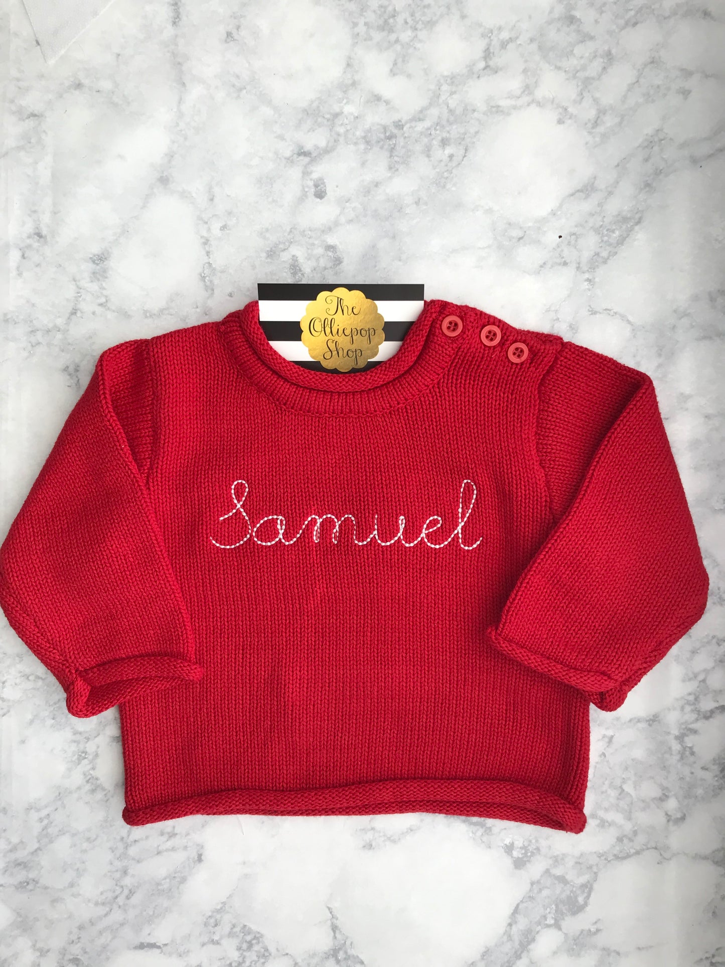 Chest Name Rollneck Button Neck Sweater