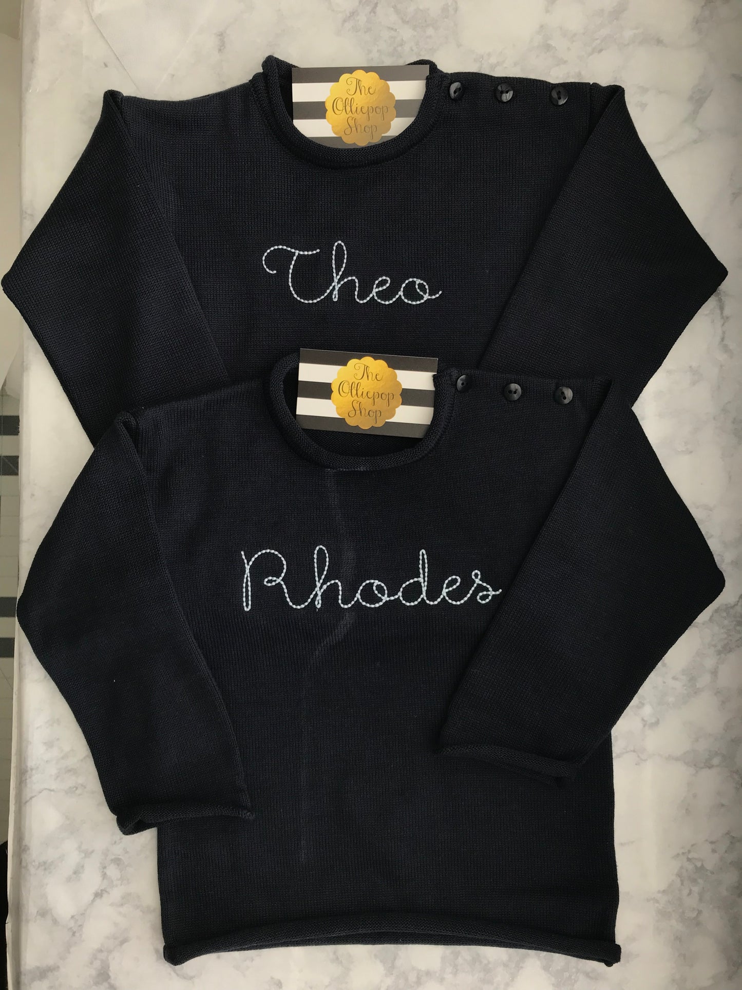 Chest Name Rollneck Button Neck Sweater