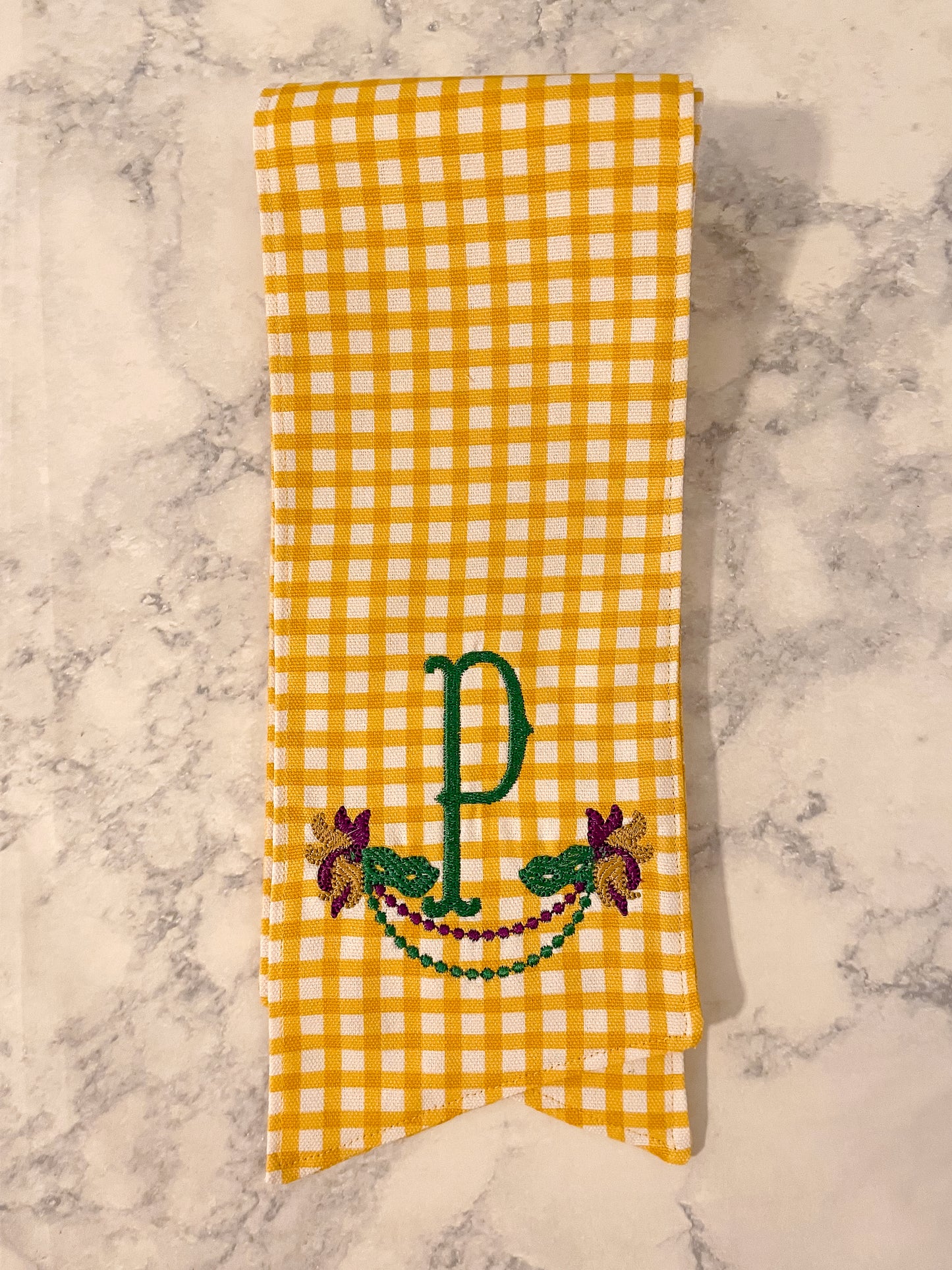 Mardi Gras Wreath Sash-White Seersucker with Lavender OR Green Trim