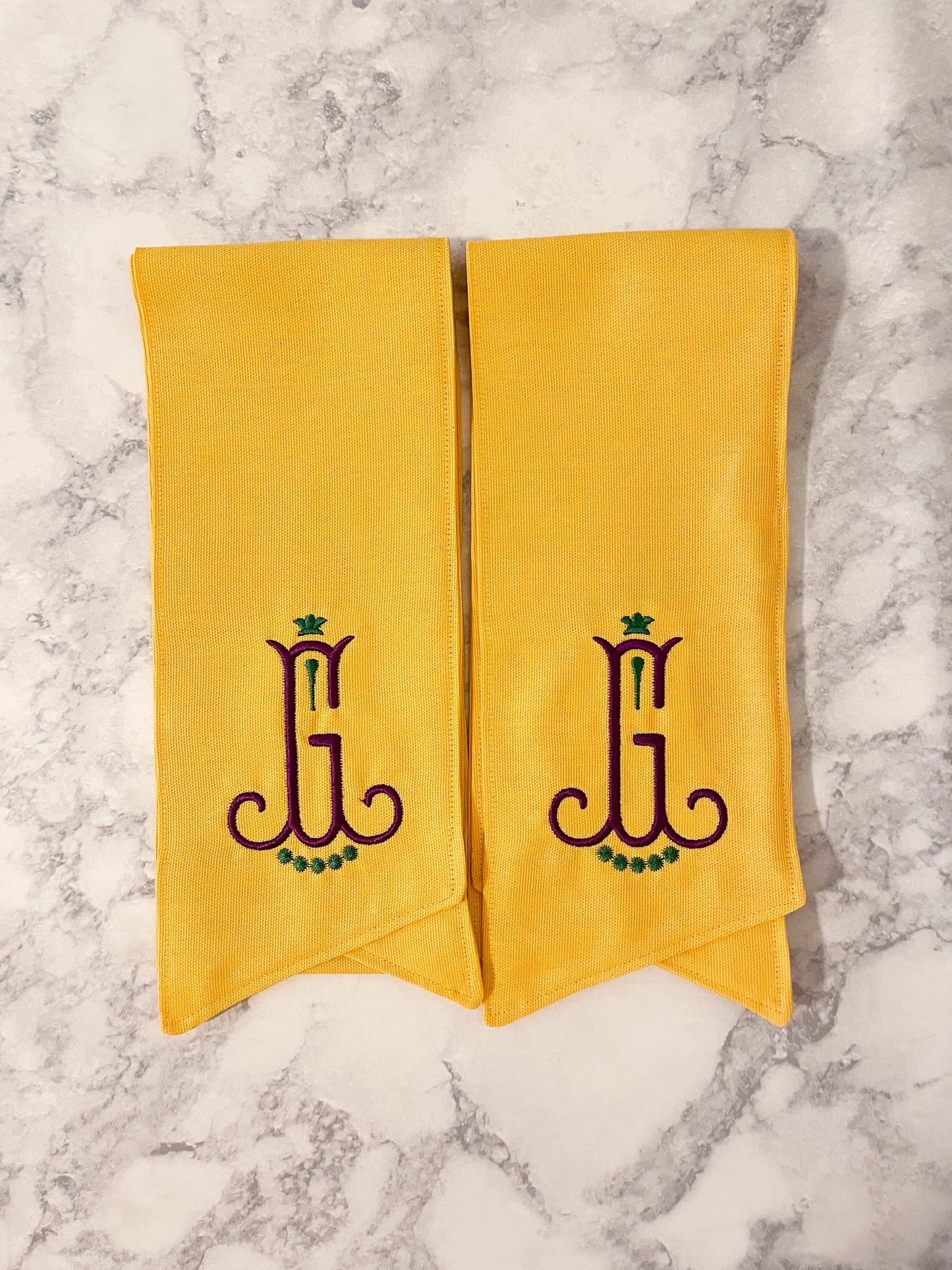 Mardi Gras Wreath Sash-White Seersucker with Lavender OR Green Trim