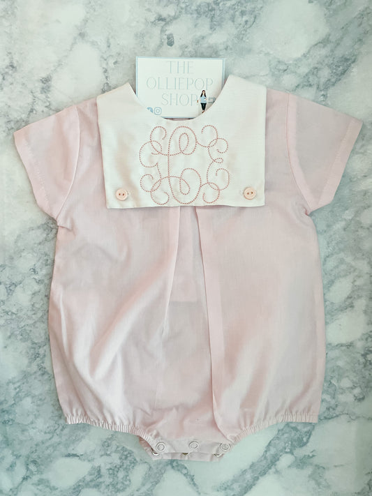 Light Pink and White Bib Baby Girl Bubble