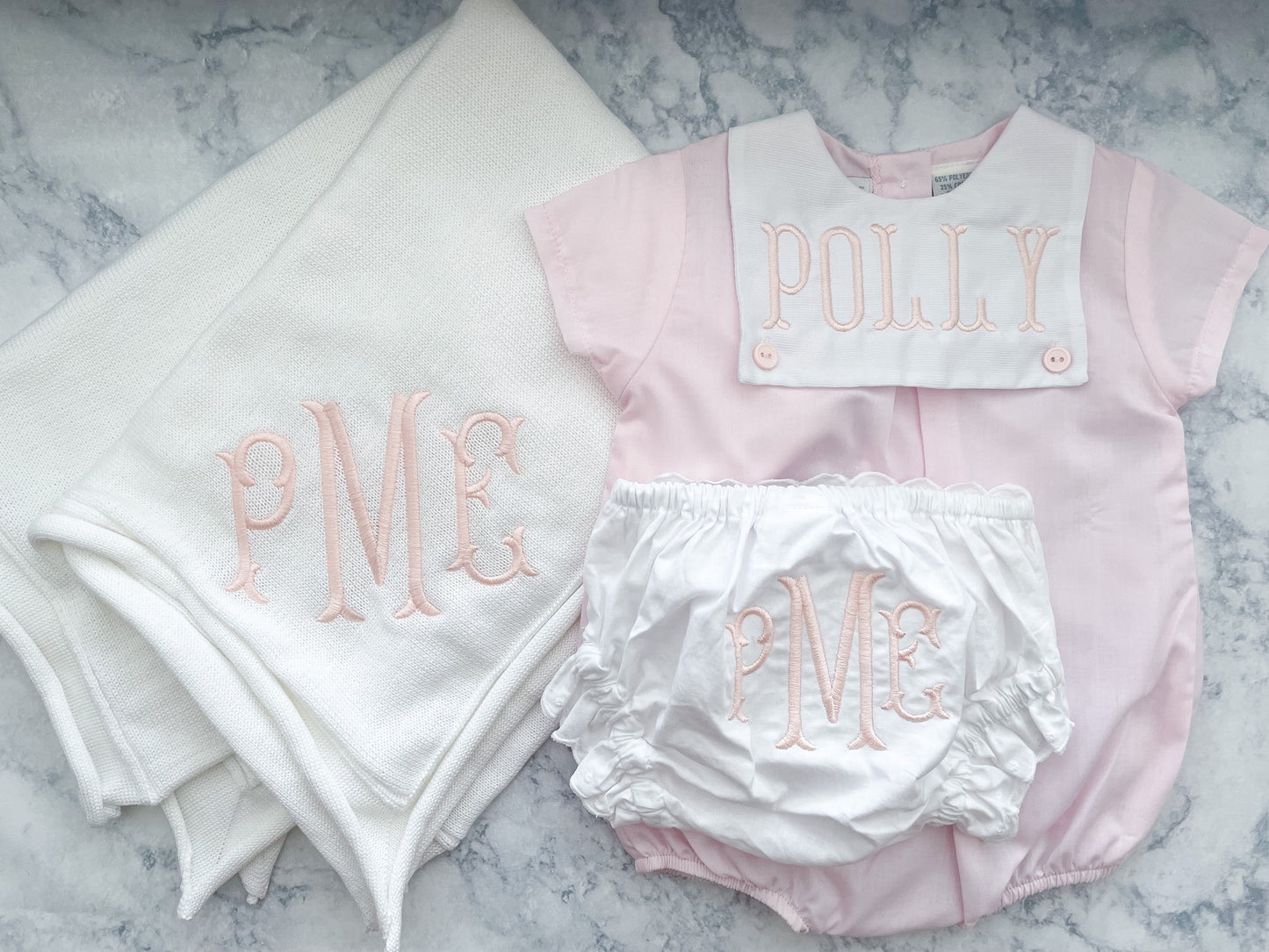 Light Pink and White Bib Baby Girl Bubble