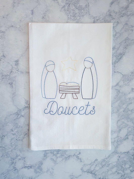 Nativity Trio Christmas Tea Towel