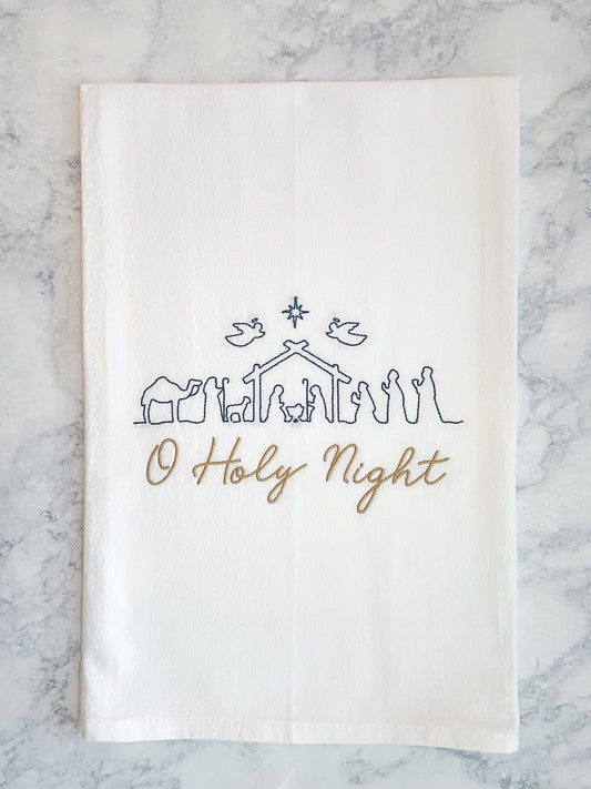 Oh Holy Night Christmas Tea Towel