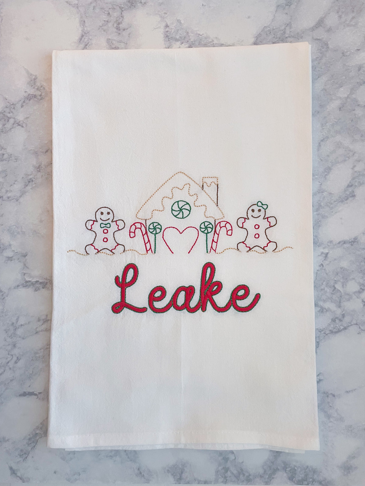 Multicolor Gingerbread Line Christmas Tea Towel