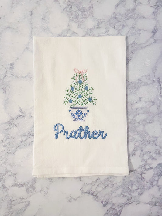 Blue Christmas Tea Towel