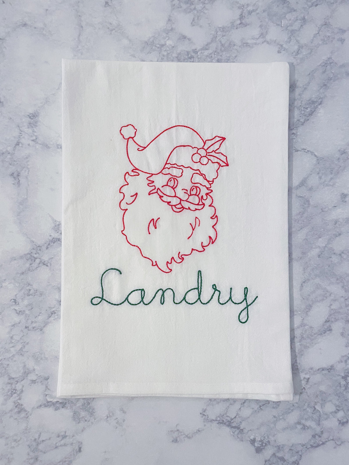 Red Santa Christmas Tea Towel