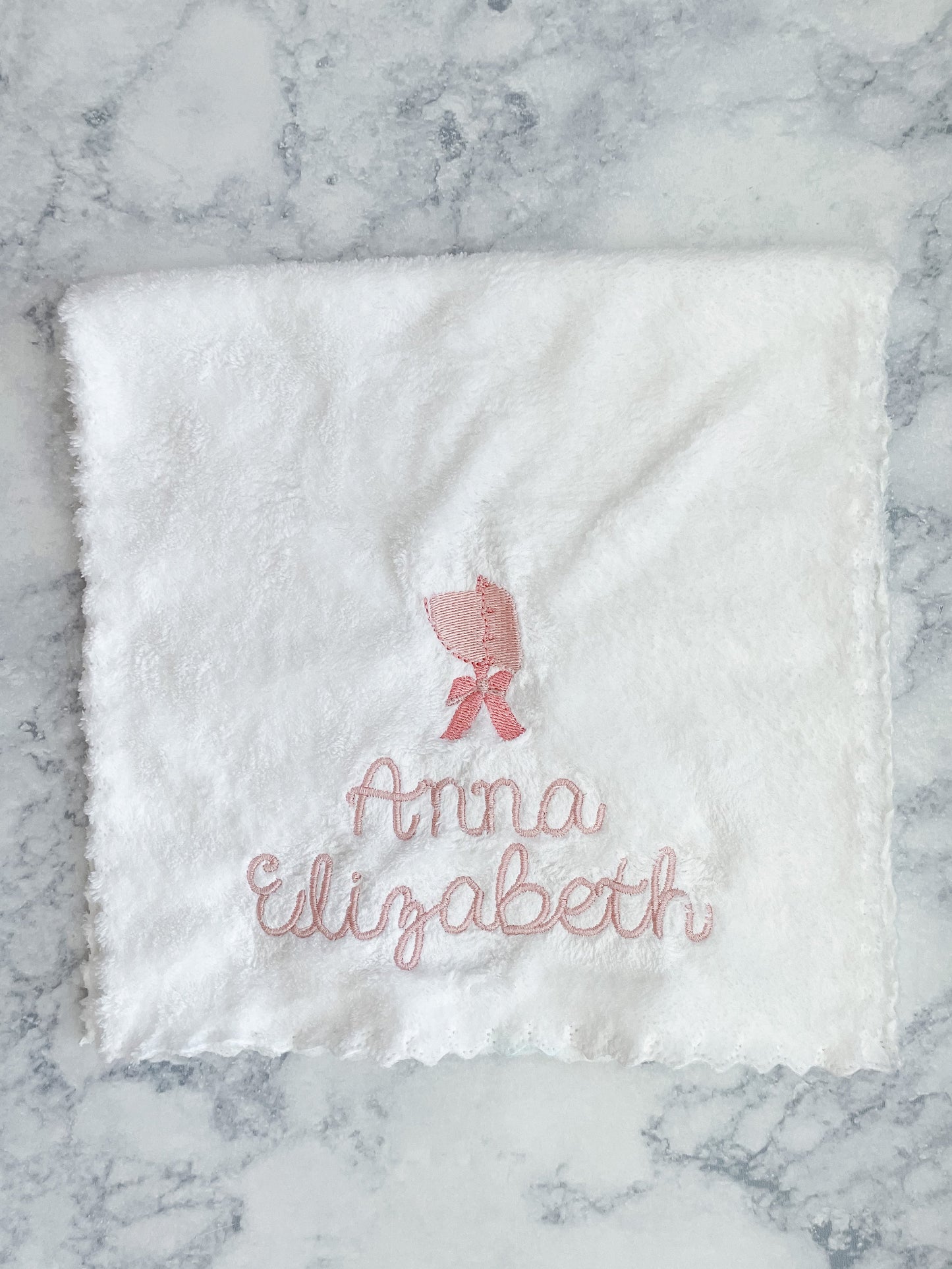 Mini Bonnet and Name 20" by 10" Ultra Absorbent Burping Cloth, Washcloths, Newborn Towel - Milk Spit Up Rags Burp Clothes for Unisex, Boy, Girl (White)