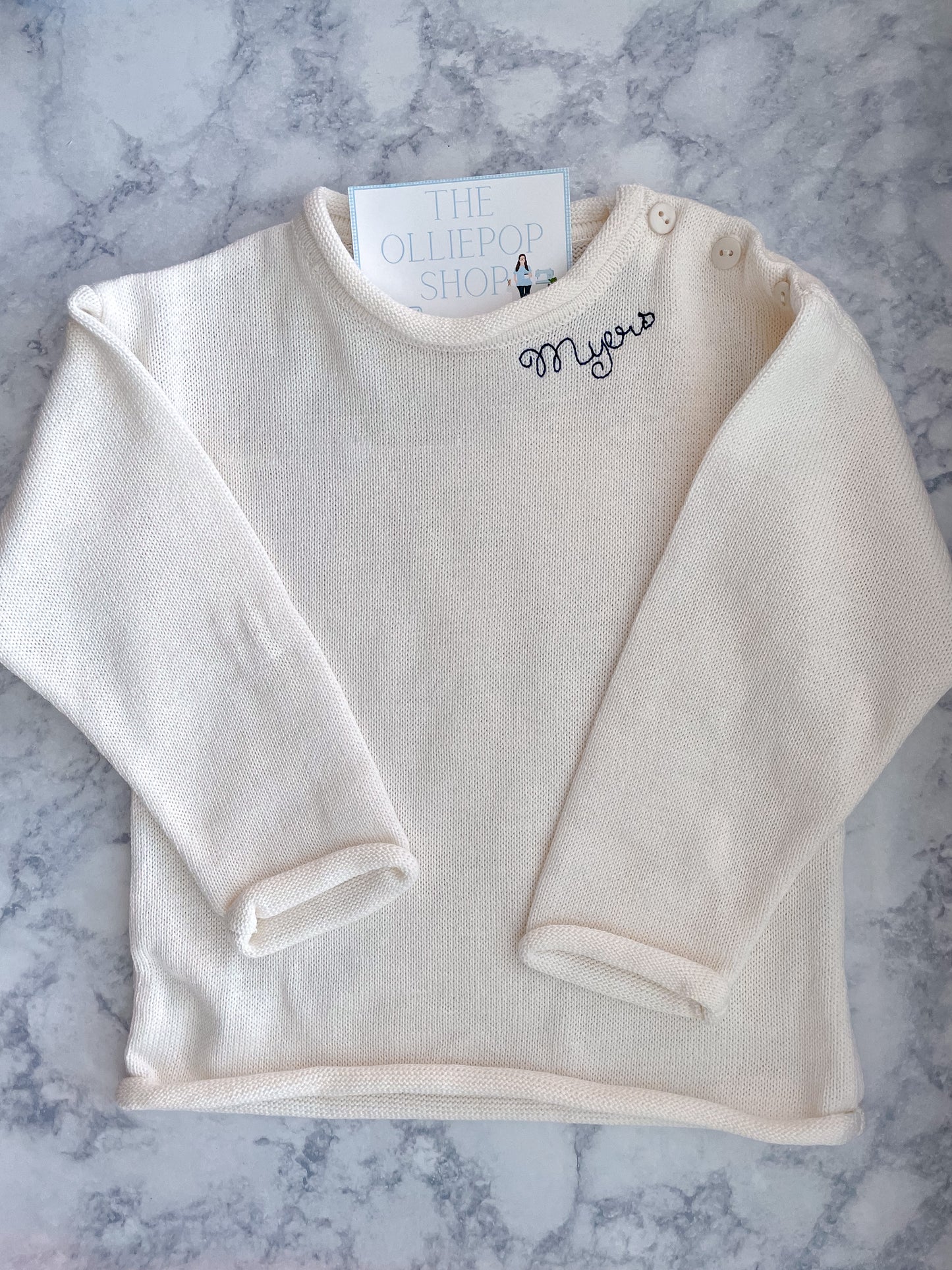 Small Neckline Name Rollneck Button Neck Sweater