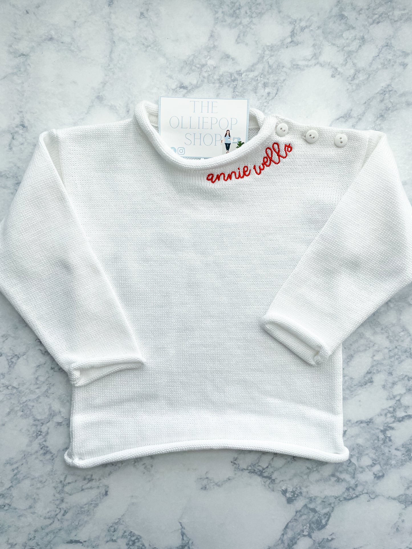 Small Neckline Name Rollneck Button Neck Sweater