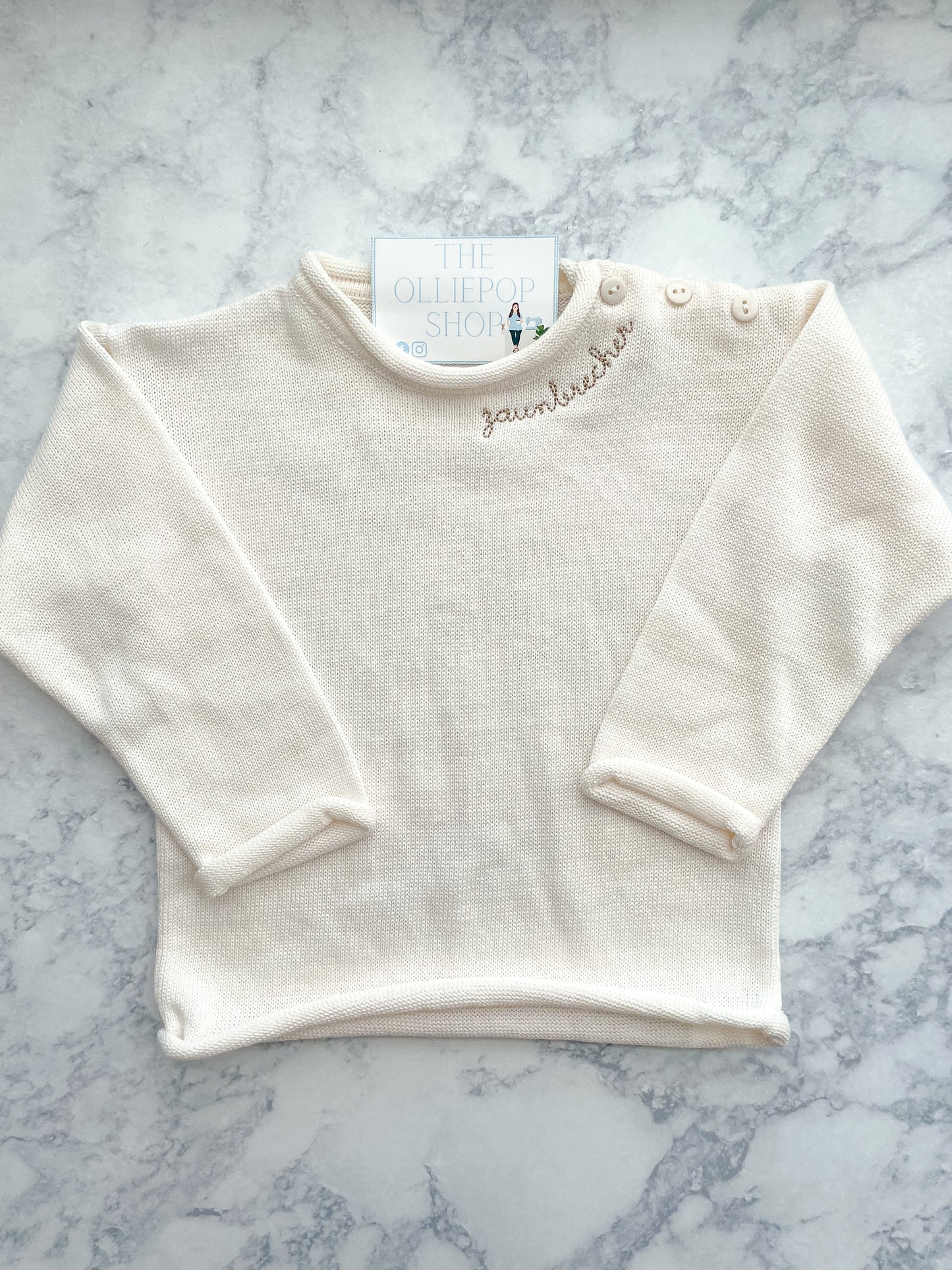 Small Neckline Name Rollneck Button Neck Sweater