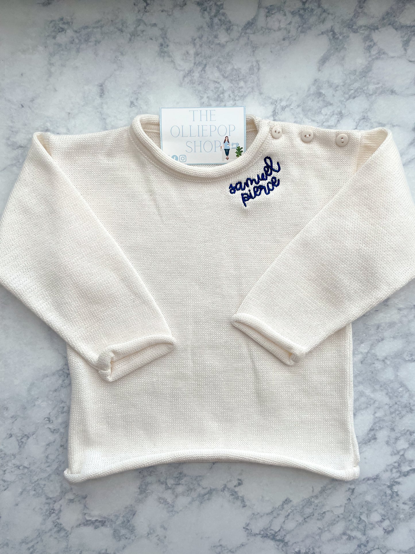 Small Neckline Name Rollneck Button Neck Sweater