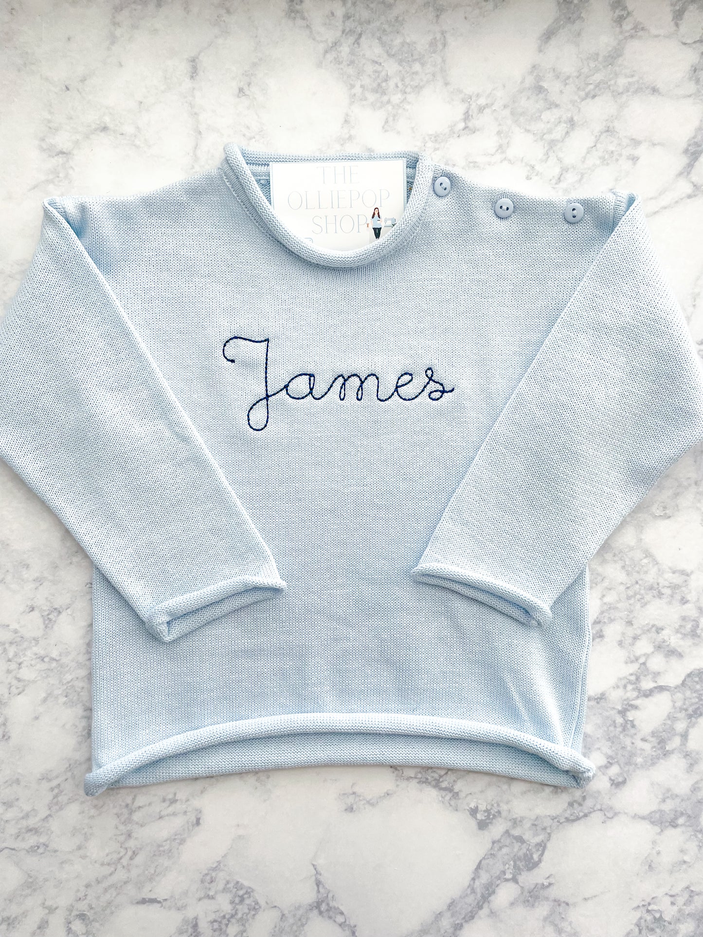 Chest Name Rollneck Button Neck Sweater